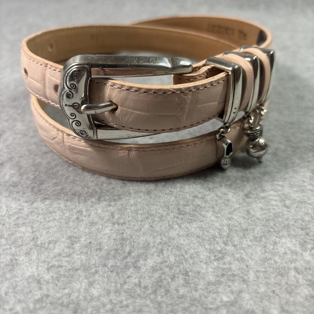 Brighton Onyx Leather Belt Women's Size 30 Pink Alligator Grain Golf Charms